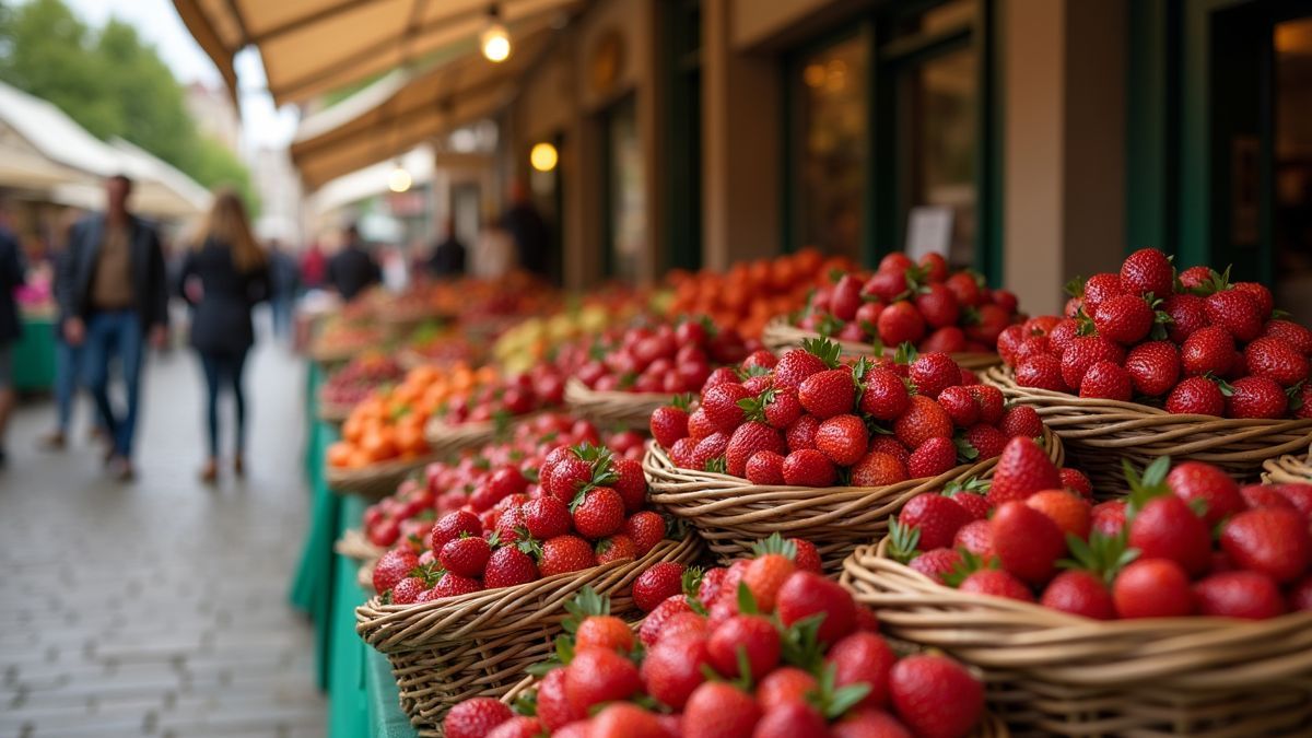 Aardbeien op de markt