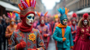 Belgisch Carnaval met kleurrijke kostuums