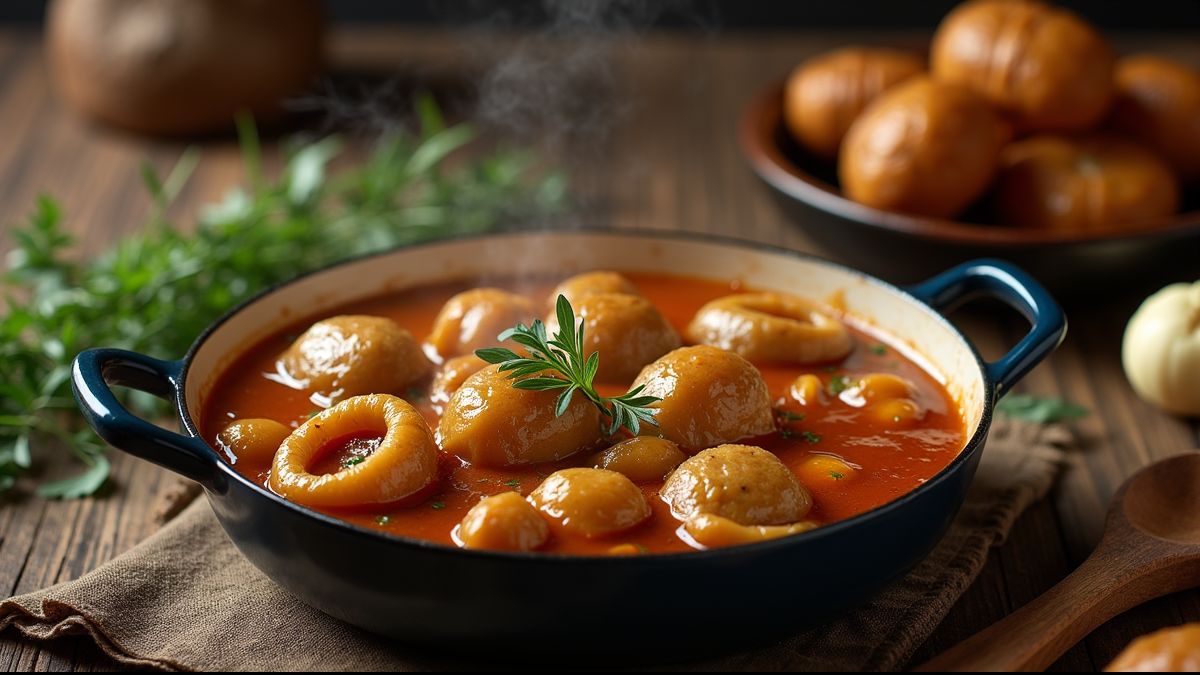 Belgische keuken met tripe stoofpot.