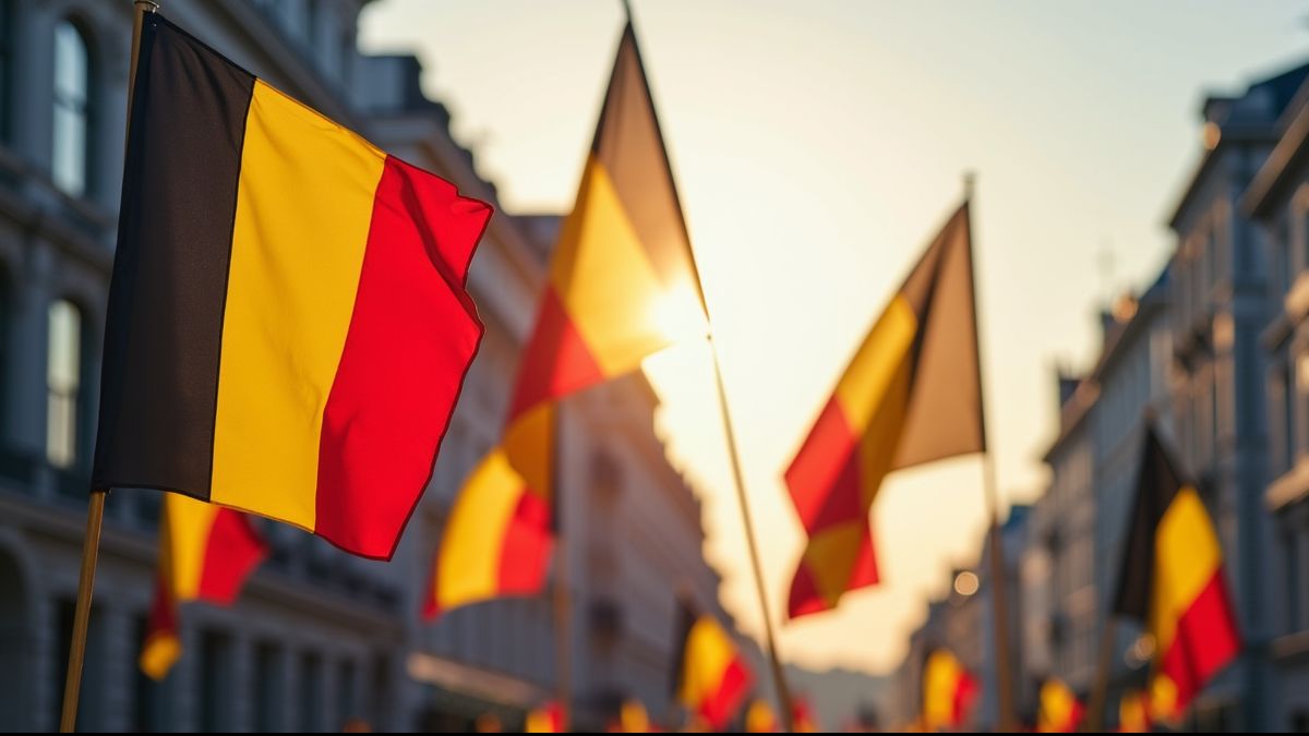 Belgische vlaggen in de stad