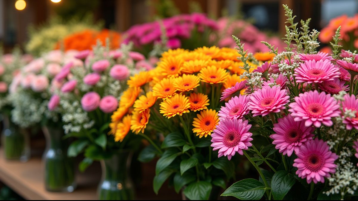 Bloemen boeketten in Antwerpse bloemenwinkel