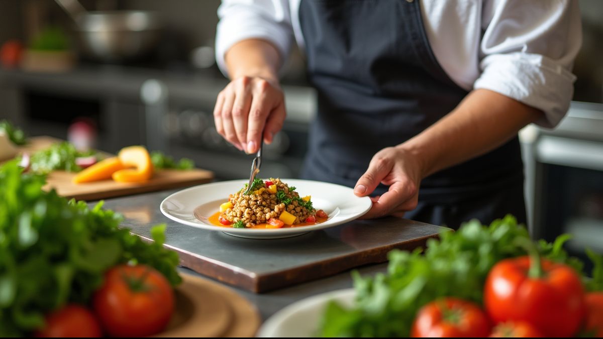 Chef bereidt een gerecht met lokale ingrediënten