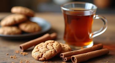 Cottagekeuken met kaneelstokjes en koekjes