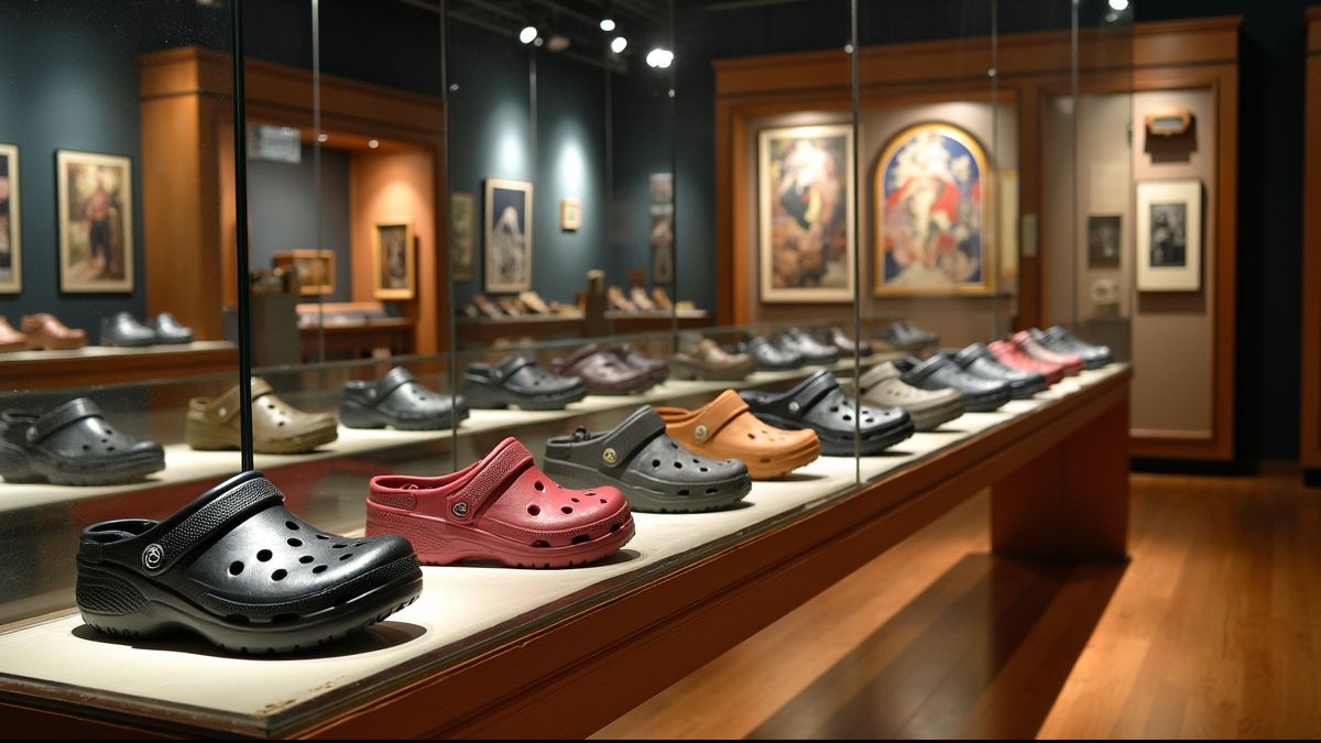 Crocs tentoongesteld in een museumomgeving