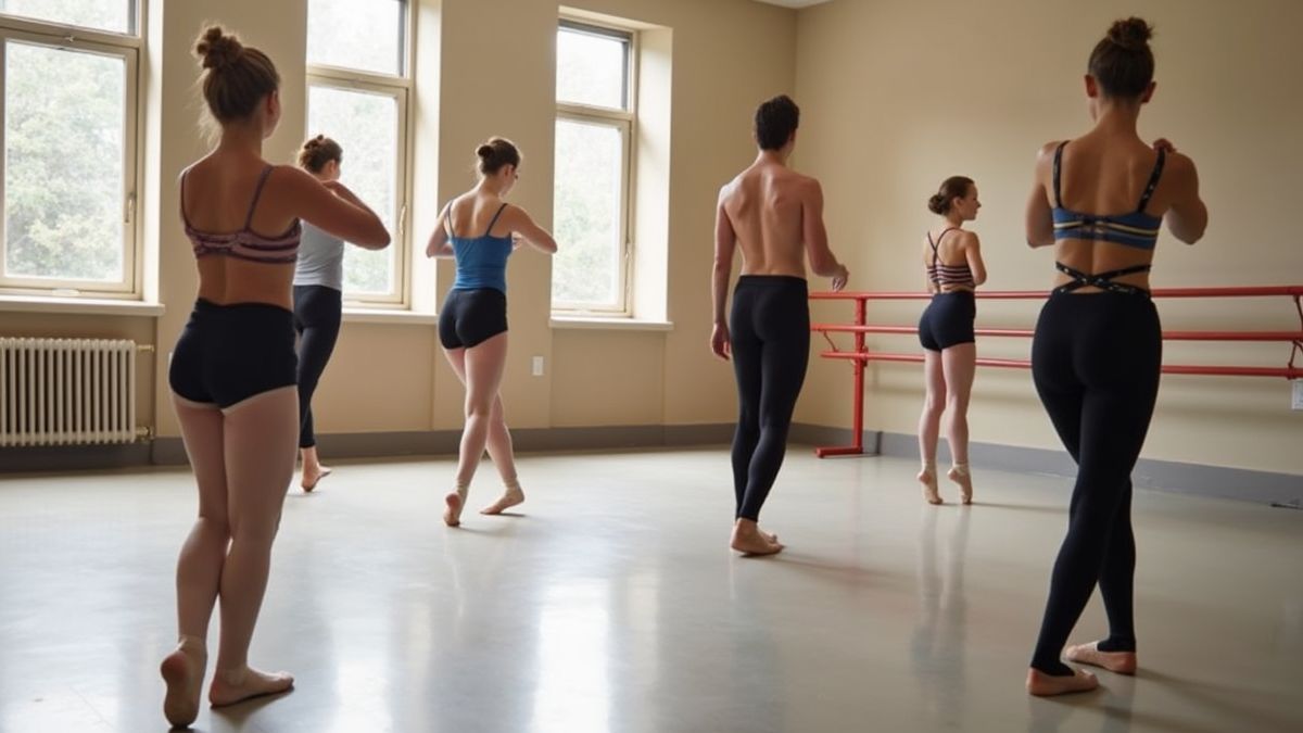 Een drukke balletles voor beginners