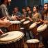 Een groep drummers in actie