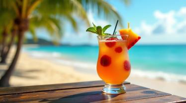 Een kleurrijke cocktail met rum en tropisch fruit