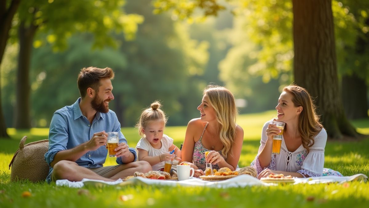 Genieten van een picknick in een Belgisch park.