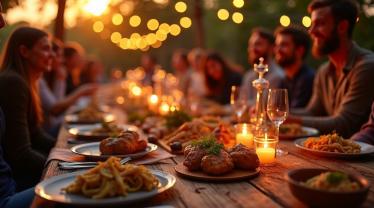 Hoogwaardige DSLR-foto die de levendige en vreugdevolle viering van de heilige maand Ramadan laat zien.