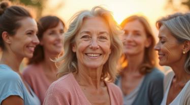 Groep diverse vrouwen die samen staan, ter ondersteuning tijdens de menopauze.