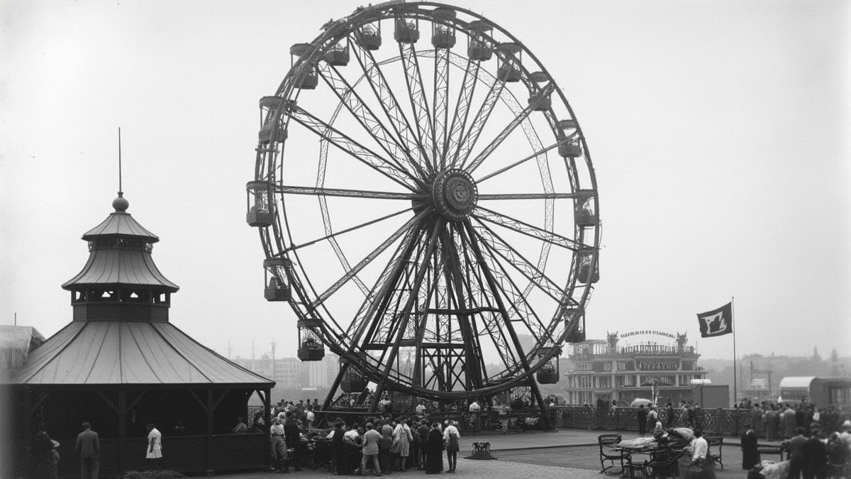 Historische foto van het eerste reuzenrad in 1893