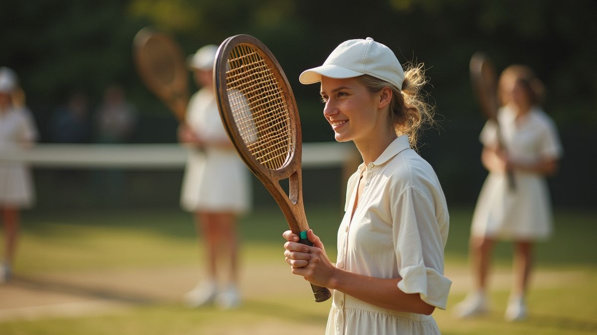 Historische tennisspelers met houten rackets