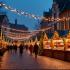 Kerstmarkt met twinkelende lichtjes in Vlaanderen