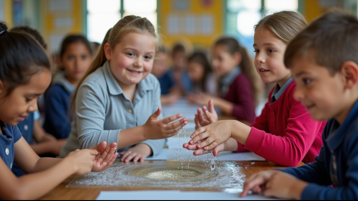 Kinderen bij handwasworkshop op school