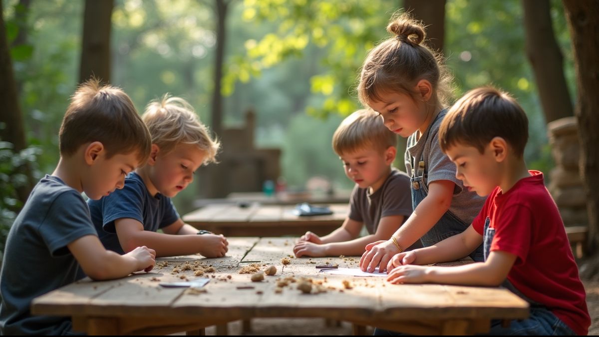 Kinderen in een dierlijke workshop in België