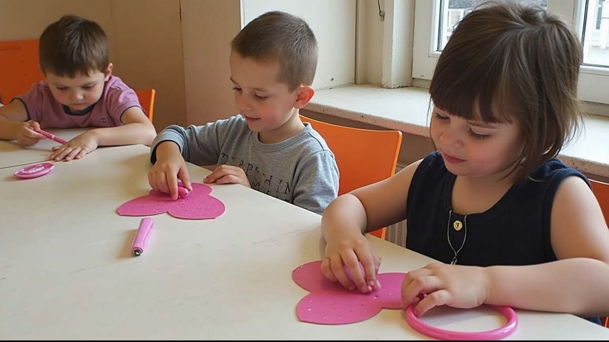 Kinderen maken geschenken voor Vaderdag