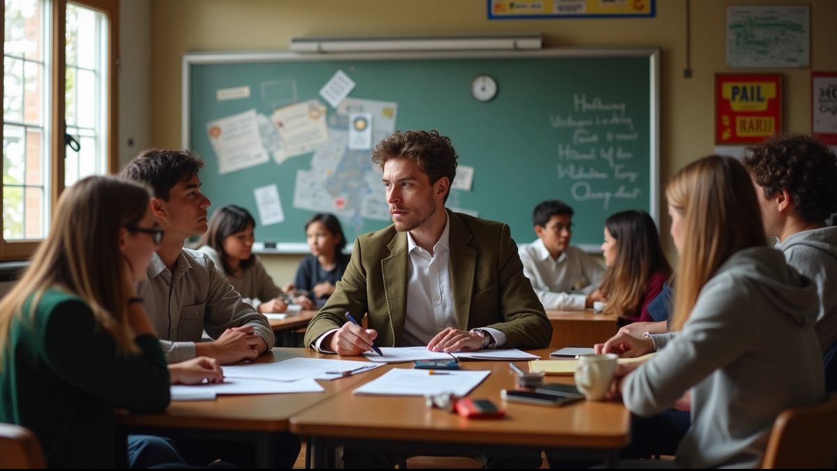 Klassenbespreking over de Holocaust met diverse studenten