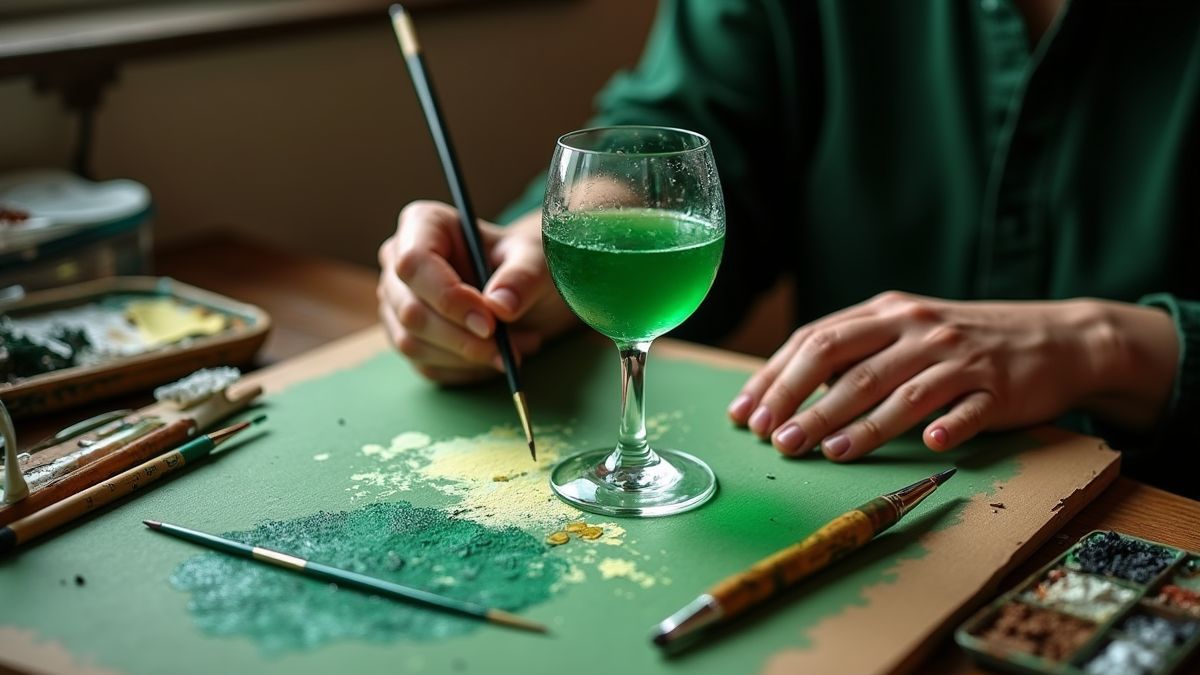 Kunstschilder met absintglas