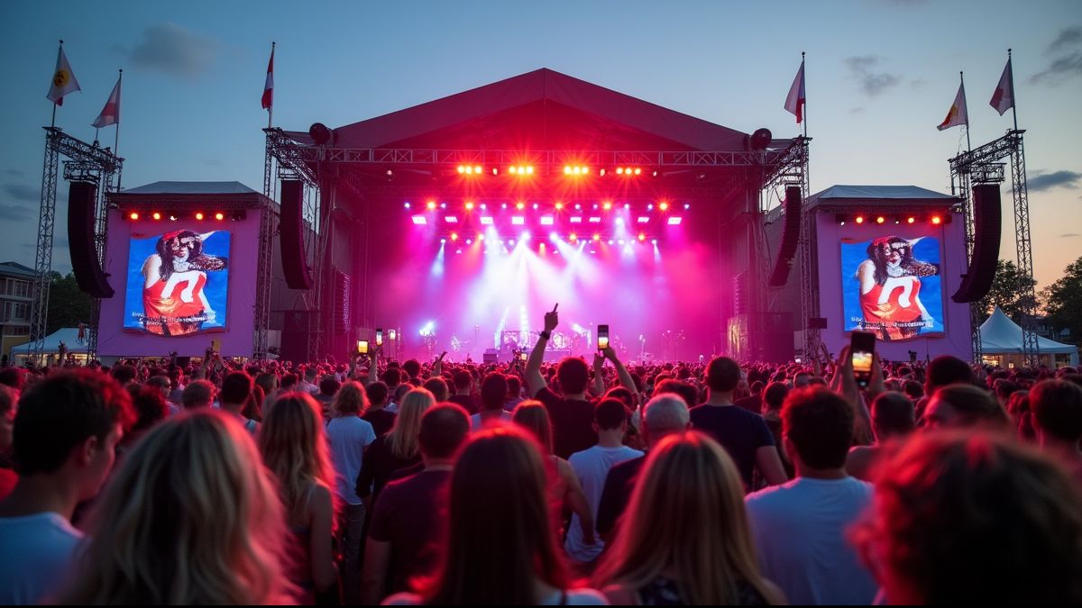 Mensen genieten van een muziekfestival in België