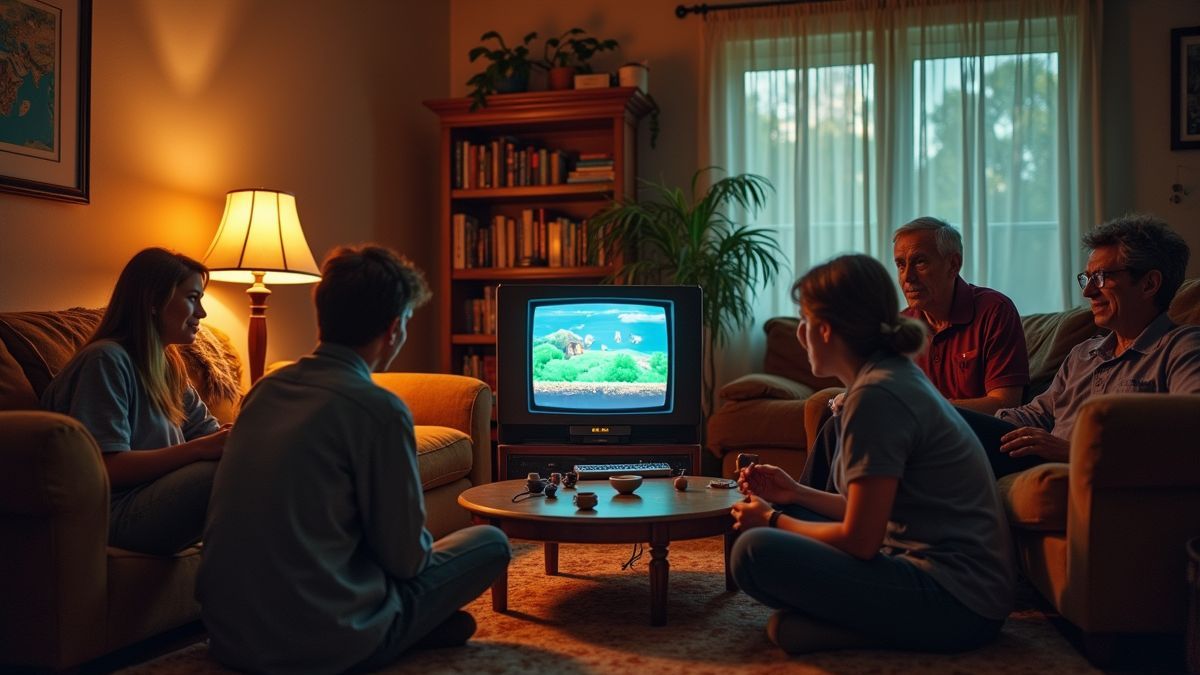 Mensen spelen klassieke games op een vintage-console