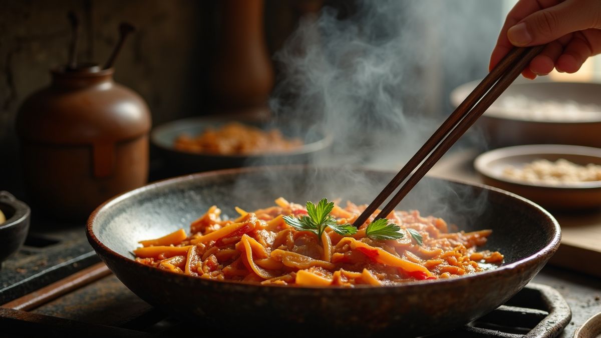 Oude Chinese keuken met eetstokjes