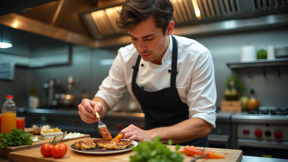 Persoonlijke chef bereidt een gastronomisch gerecht