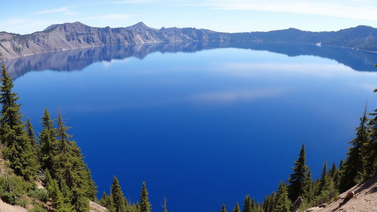 Rustig uitzicht op Crater Lake