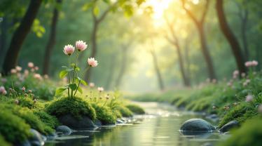 Rustige natuurscène die mentale gezondheid symboliseert