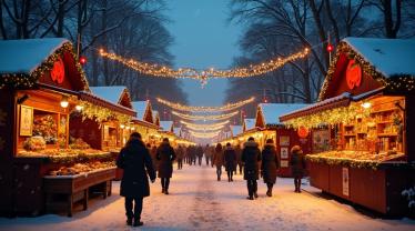 Hoogwaardige DSLR-foto die de essentie van de kerstvakantie vastlegt.