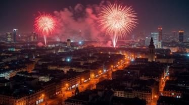 Belgische Oudjaarsviering met vuurwerk