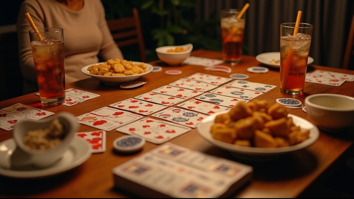 Tafel klaar voor een kaartspelavond