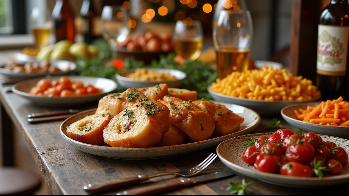 Traditionele Belgische gerechten op een feestelijke tafel