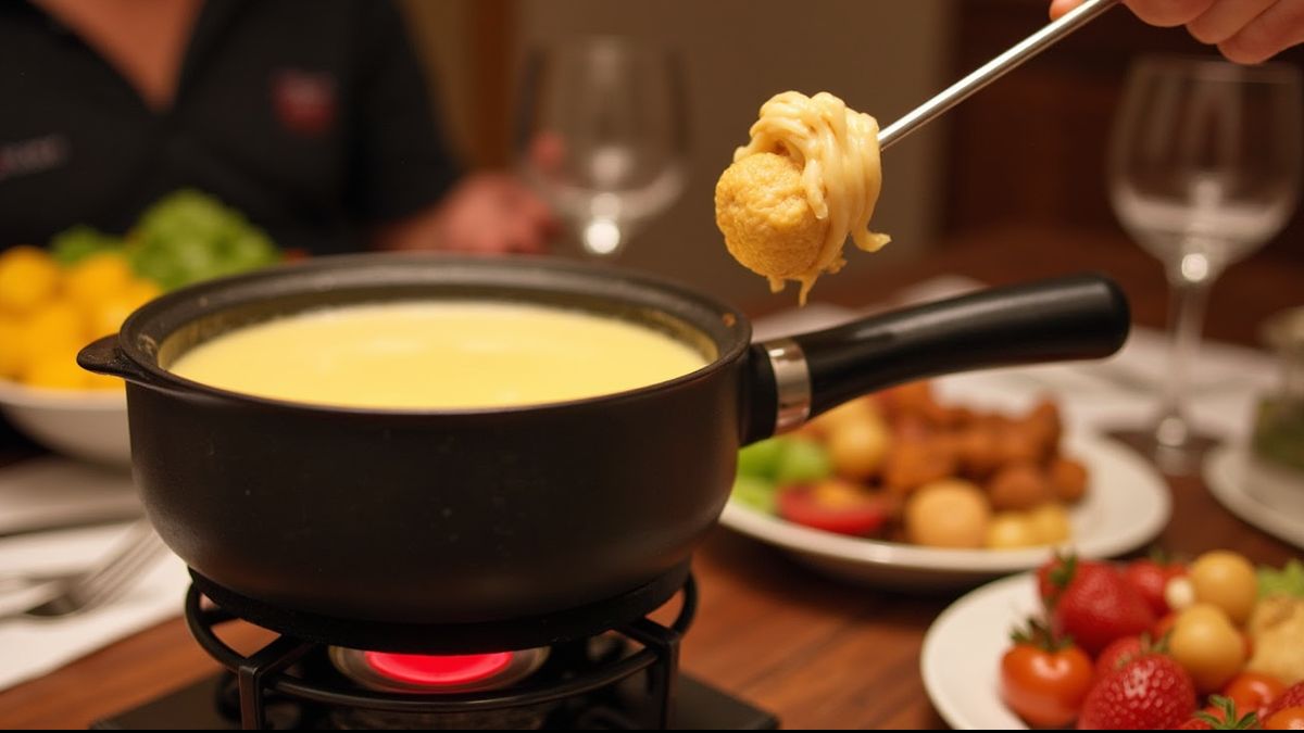 Traditionele Zwitserse fondue setting