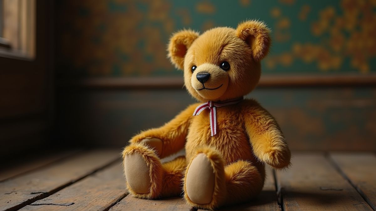 Vintage teddybeer omringd door nostalgie