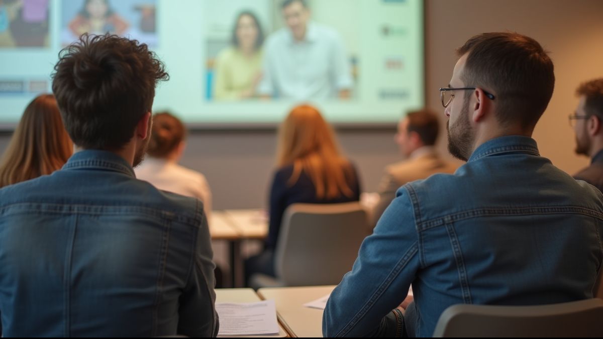 Volwassenen op een seminar over kinderbescherming