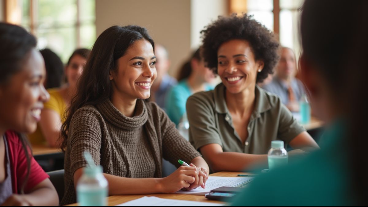 Vrouwen bij een gezondheidsworkshop