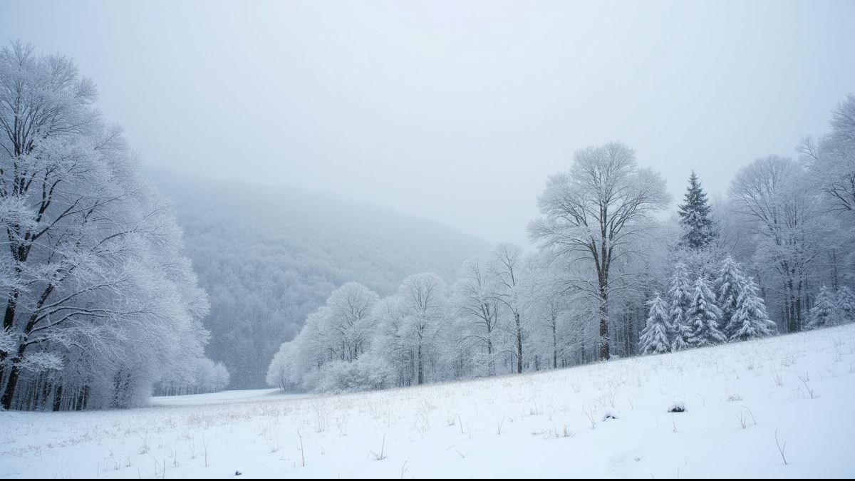 Winterlandschap in de Ardennen met besneeuwde bomen